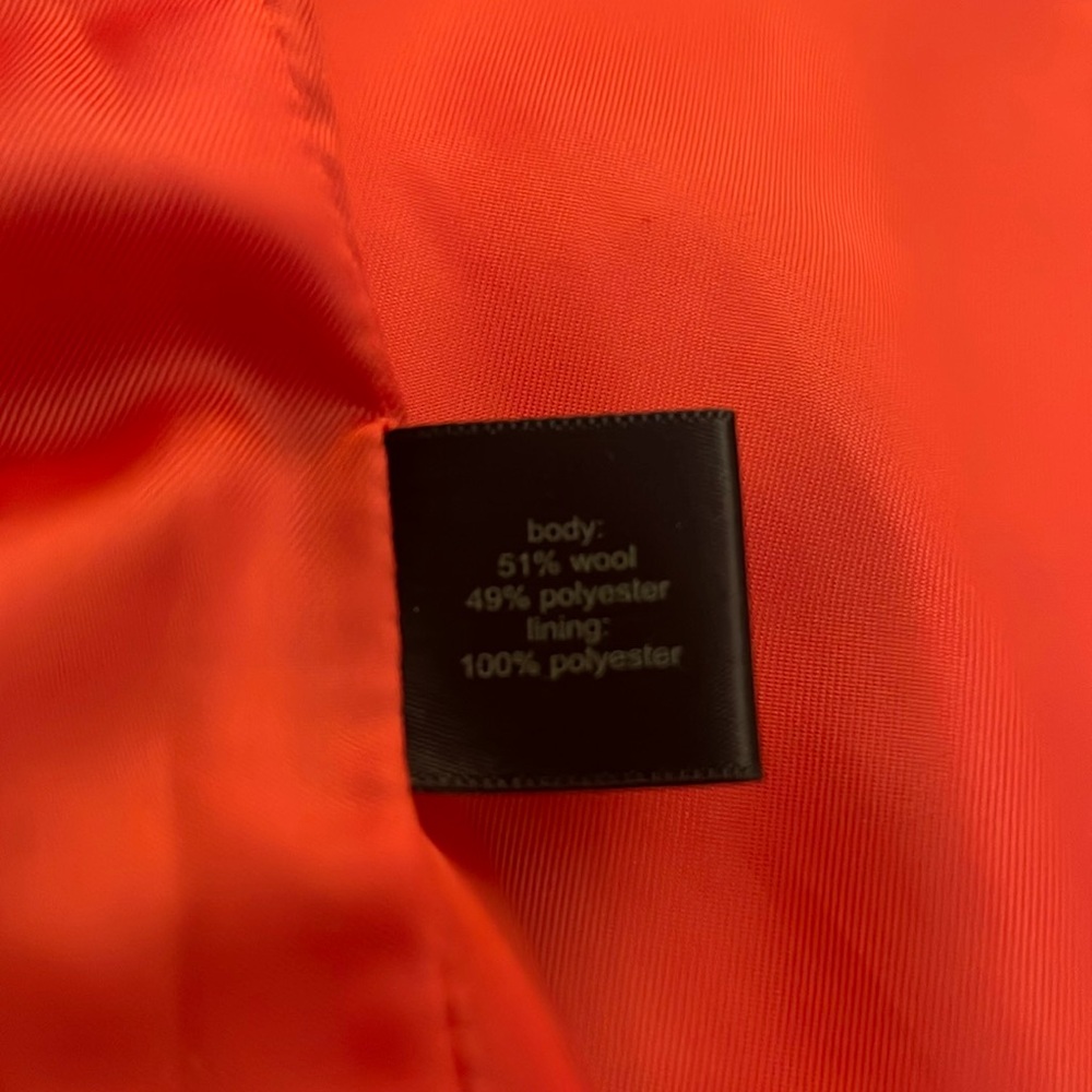 The Limited Orange Crop Wool Blend Double breast Pea Coat w/Gold Buttons Size S - Picture 13 of 13